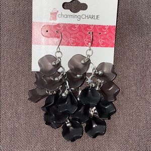Charming Charlie black/grey/silver drop earrings